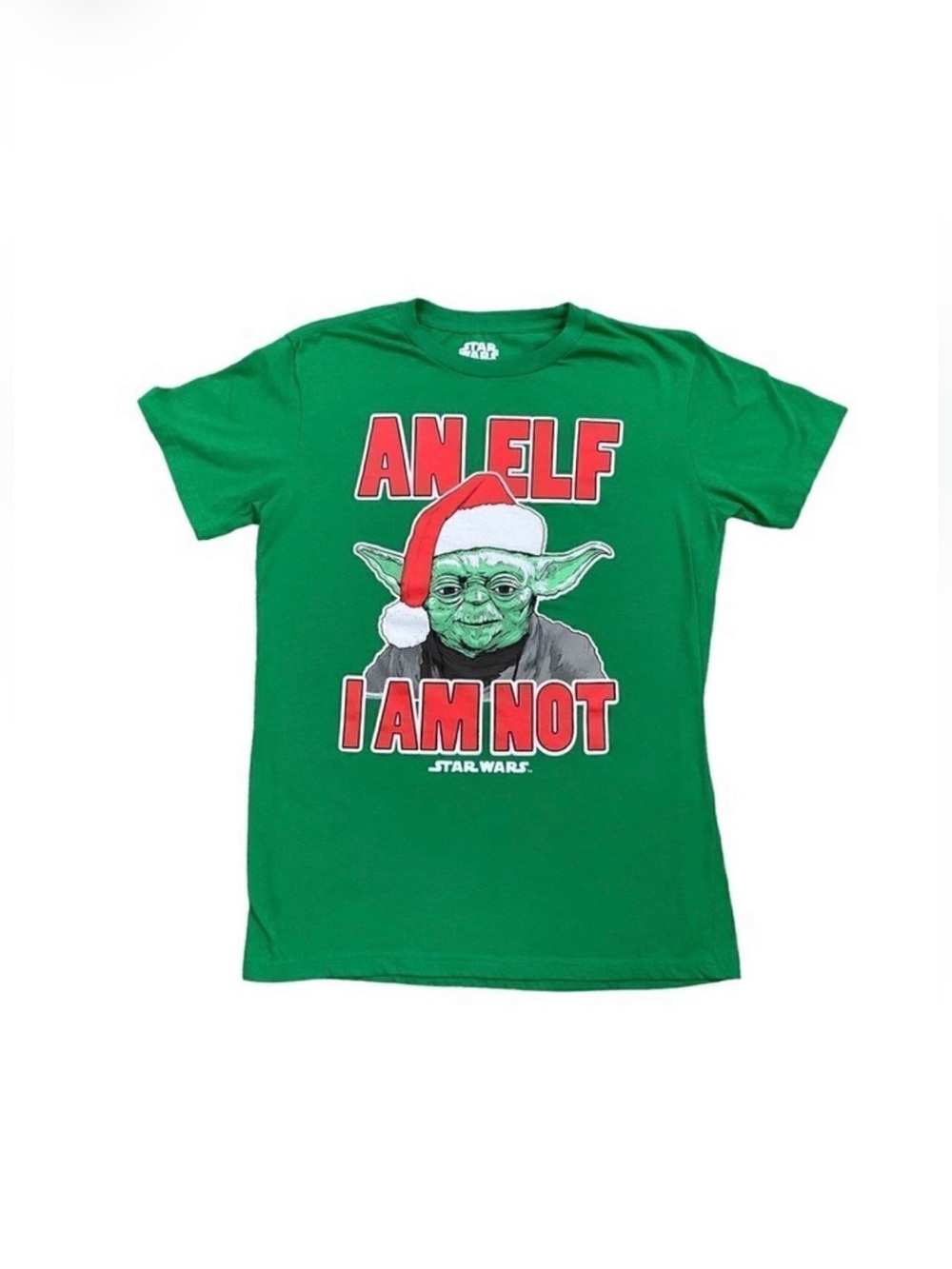 AN ELF I AM NOT Yoda Star Wars Short sleeve T-shirt Christmas Santa Hat Medium